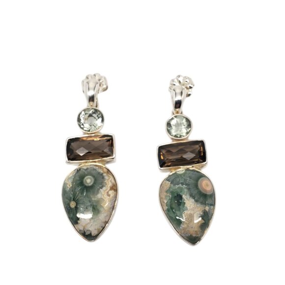 Sajen Sterling Silver Multi Gemstone Pear Shape Drop Earrings #19525 - Picture 1 of 9